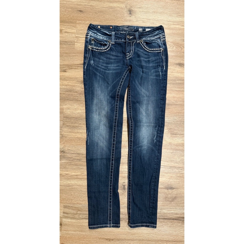 Miss Me Skinny Jeans Womens 28 Dark Wash Embellished Flap Pocket JE5440S2L Denim